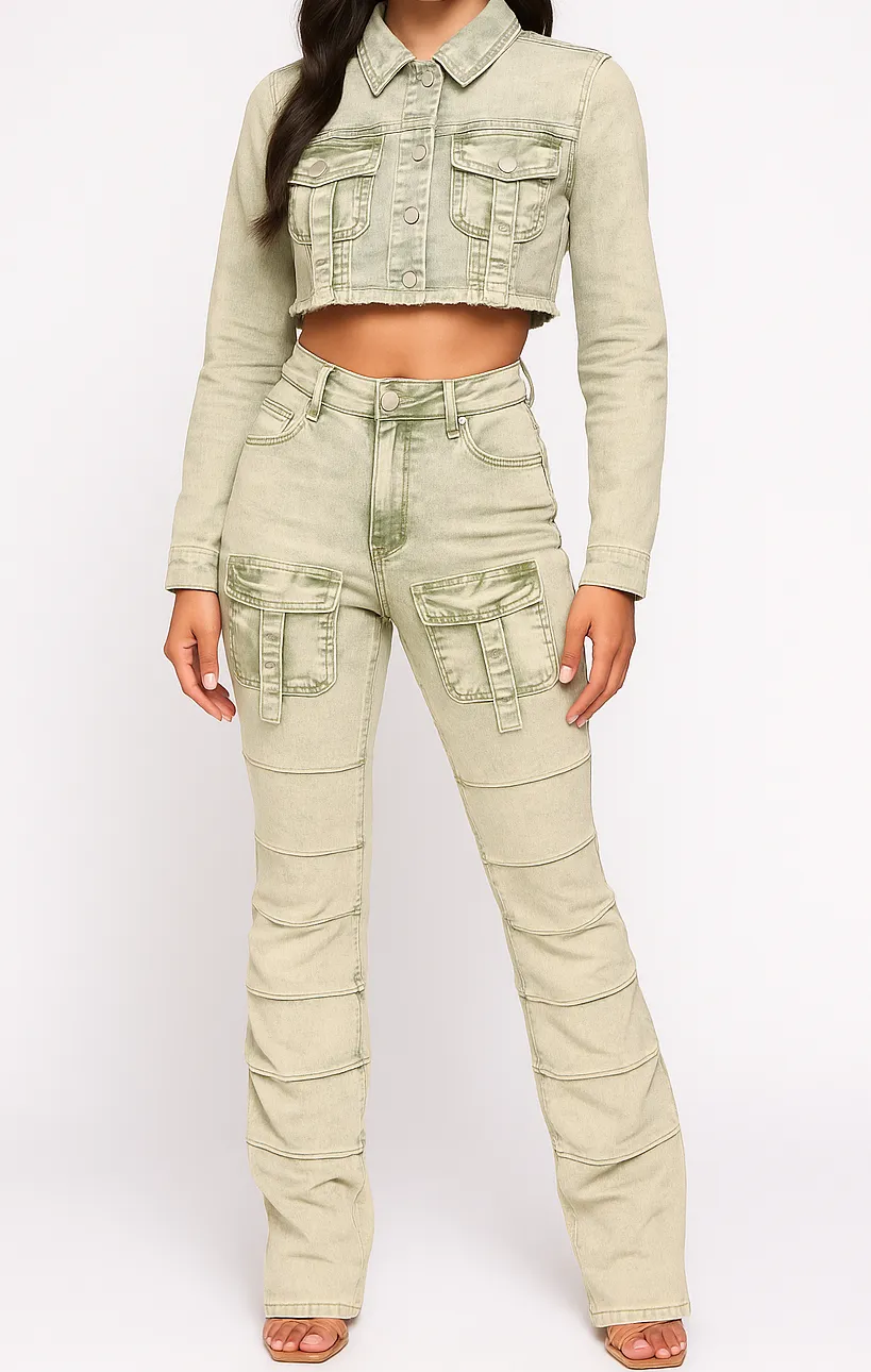 Everyday Stacked Jean Women's Pants Set