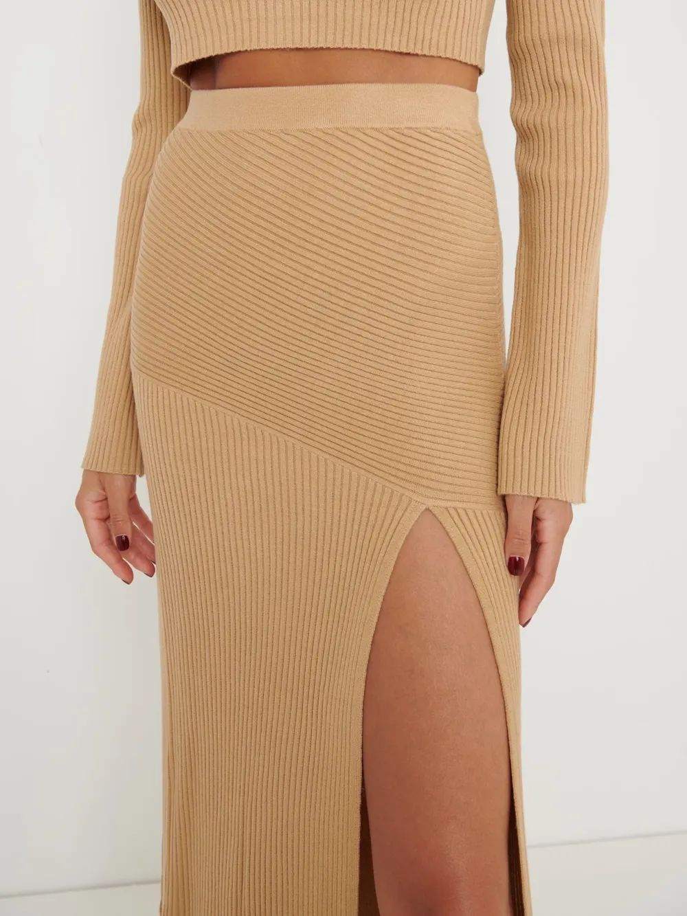 Asymmetric Knit Skirt