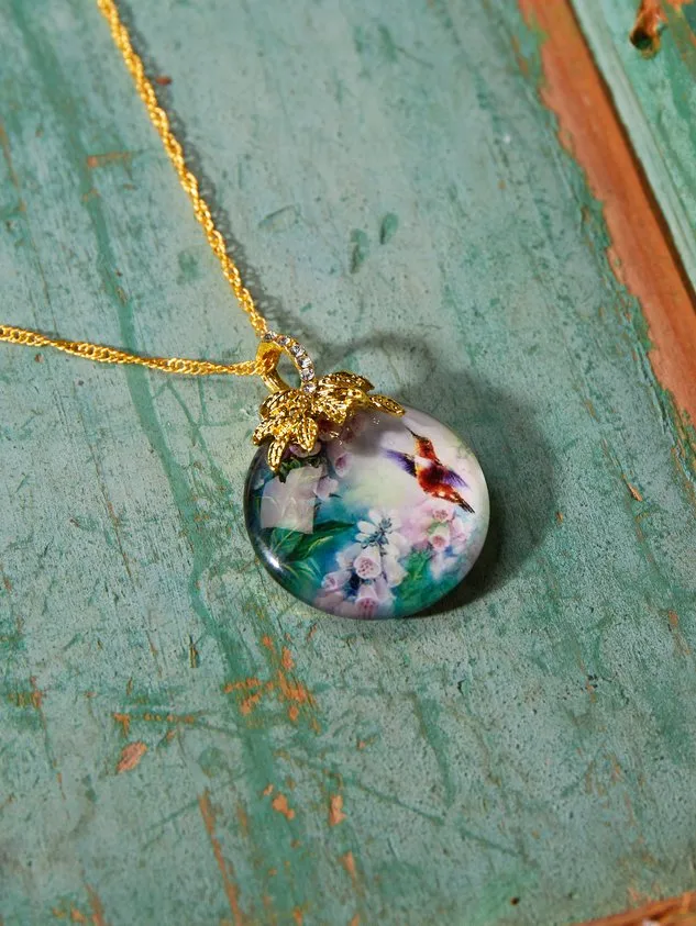 Creative Crystal Flower Bird Necklace