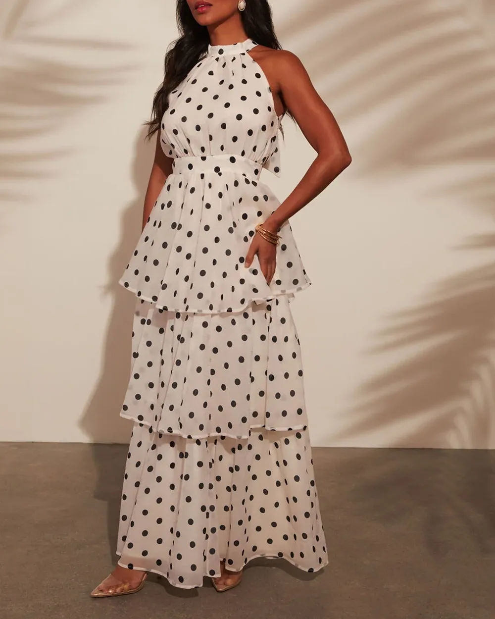 Polka Dot Tiered Maxi Dress