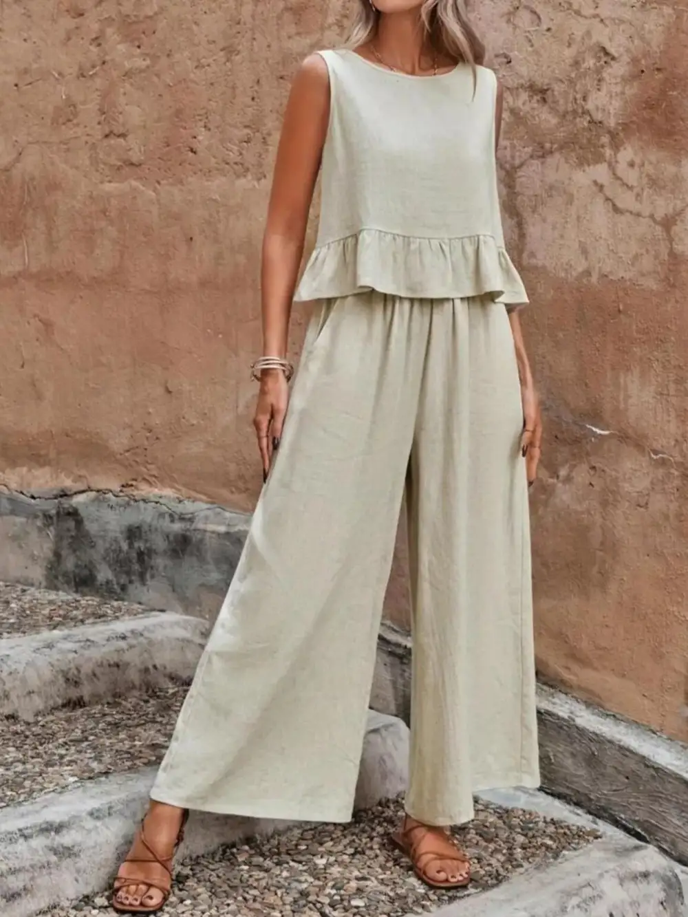 Ruffle Wide Leg Jumpsuit