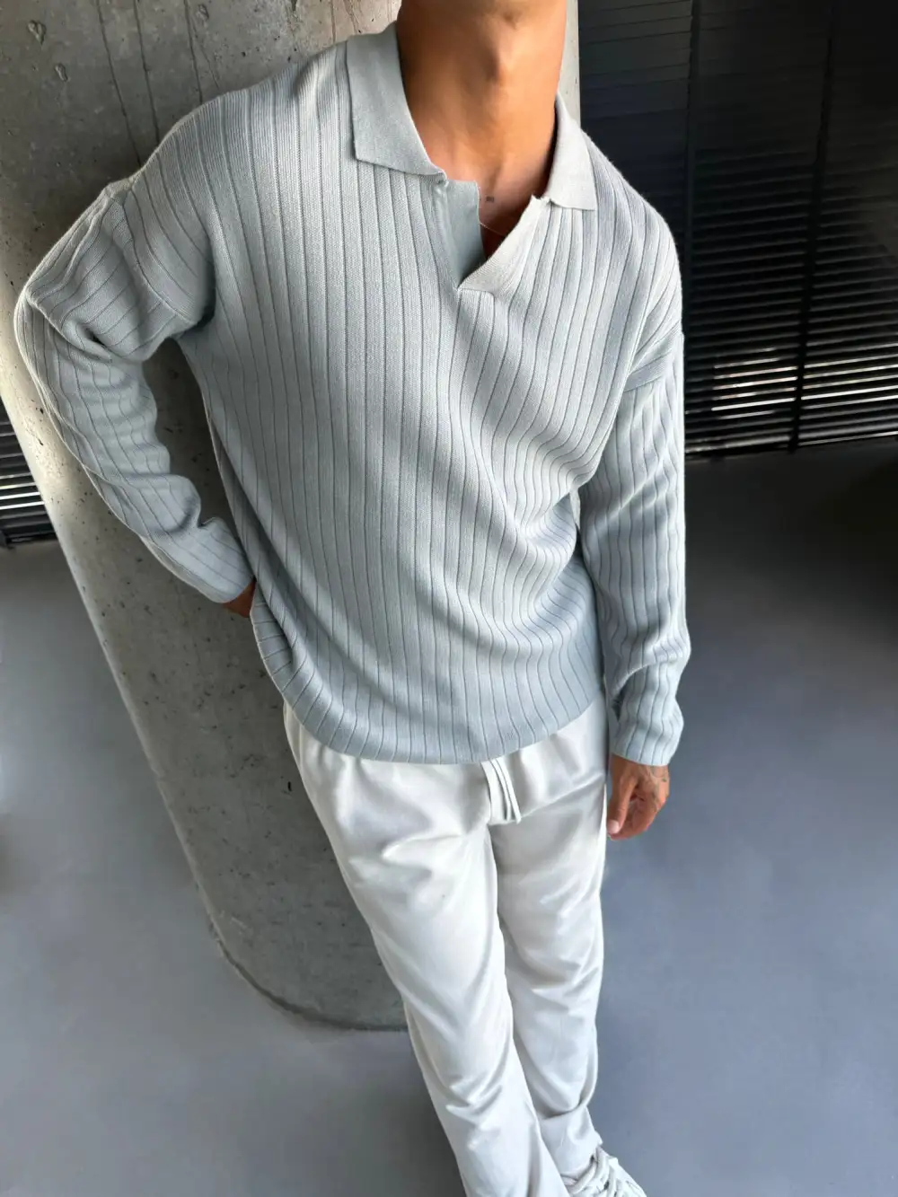 Layered Relaxed Knit Sweatshirt