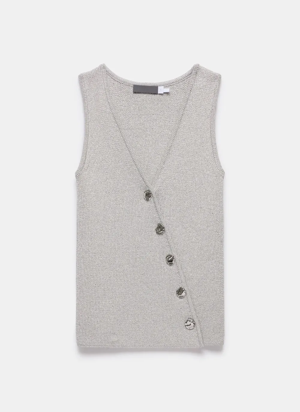Casual Style V-neck Silver Knit Waistcoat
