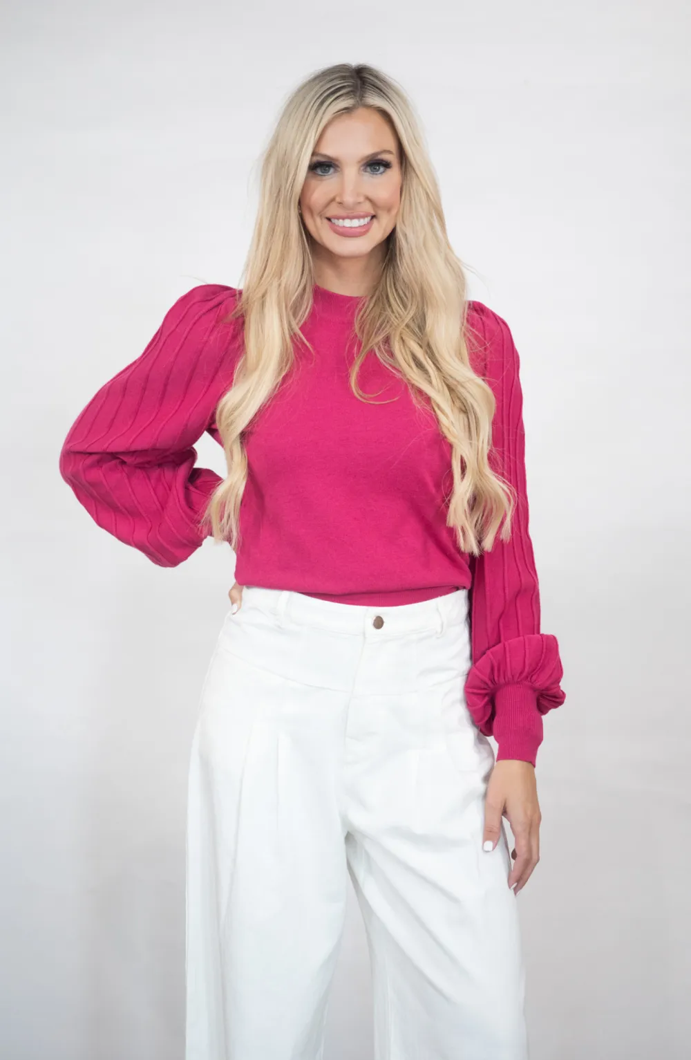 Easy Come Easy Go Puff Sleeve Sweater Top