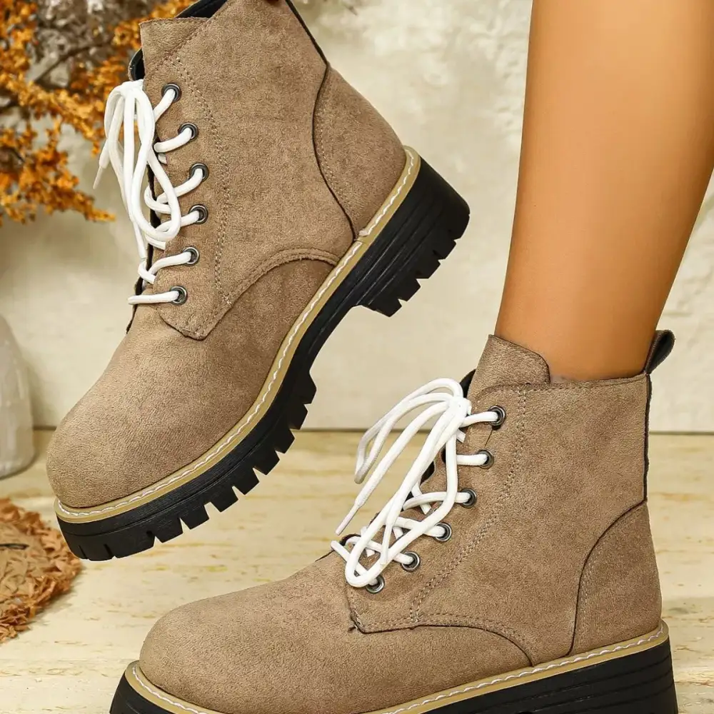 Round Toe Lace-Up Boots