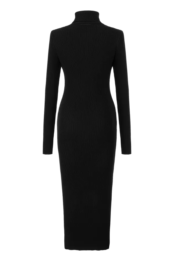 Lace-Up Maxi Dress-Black