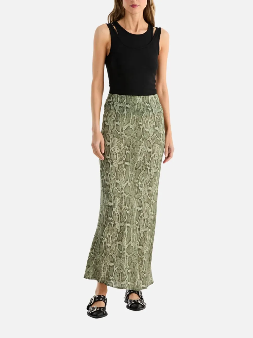 Snakeskin Print Maxi Skirt