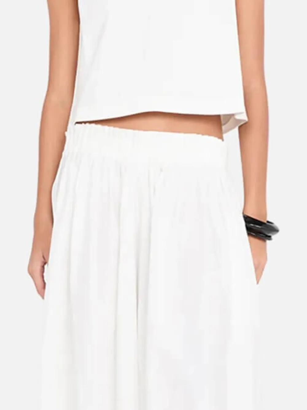 Elasticated Waist Maxi Skirt-White