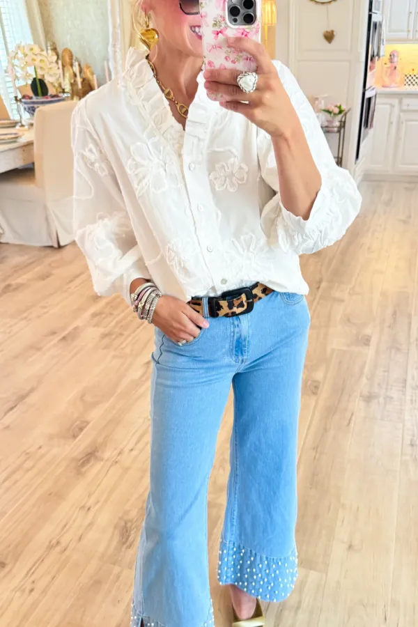 Dimensional Button Down Blouse