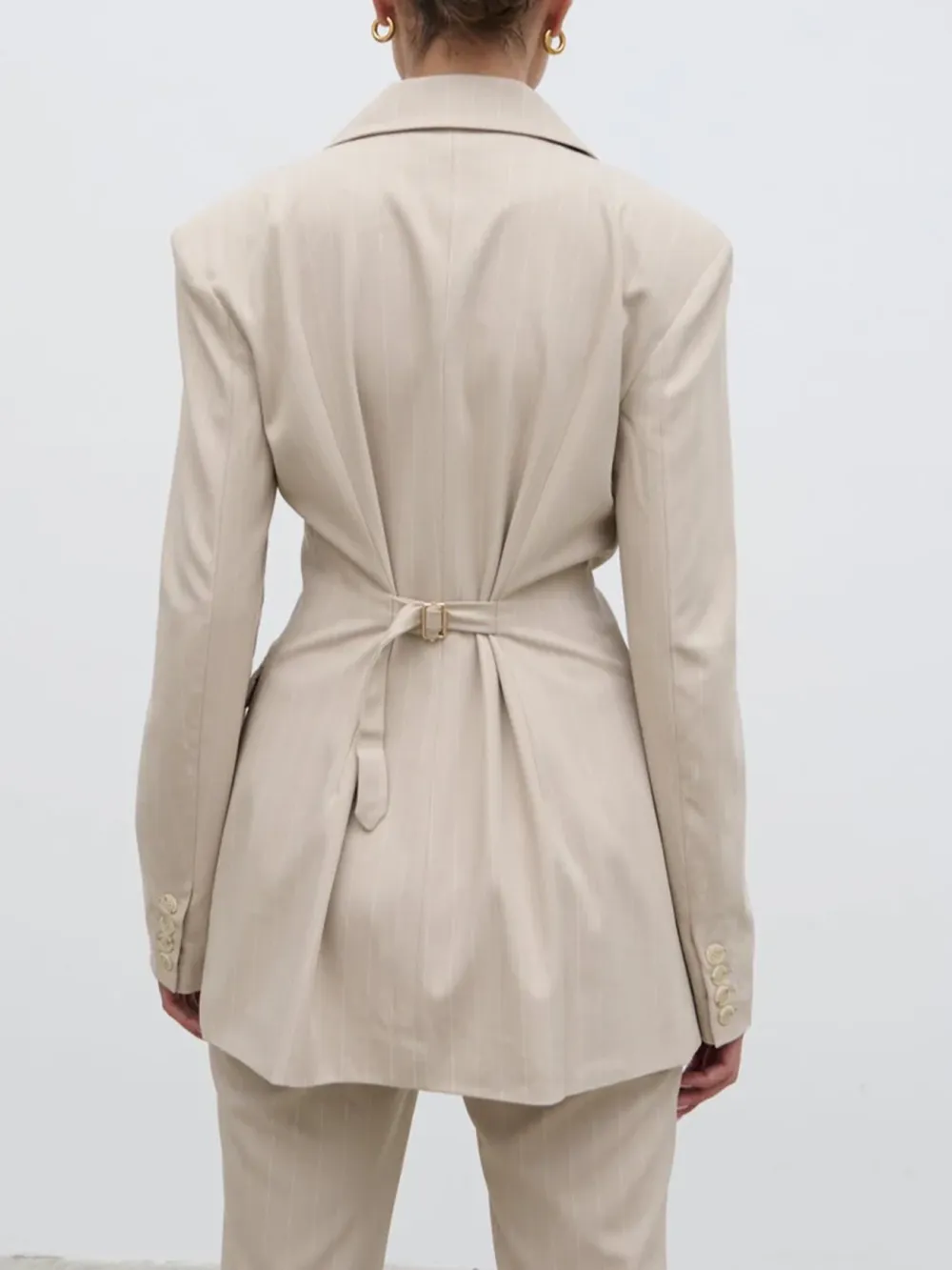 Waist Pinstripe Blazer