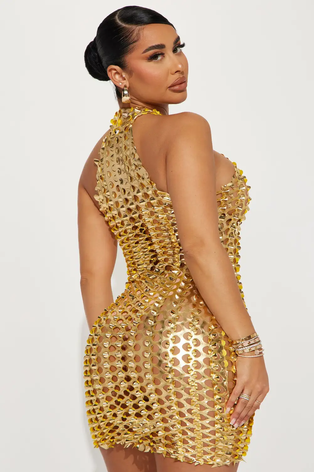 Heidi Metallic Mini Dress - Gold