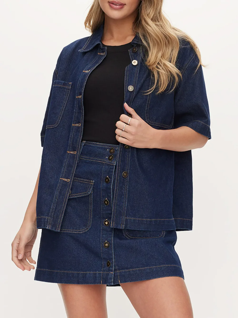 Casual Style Denim Shacket