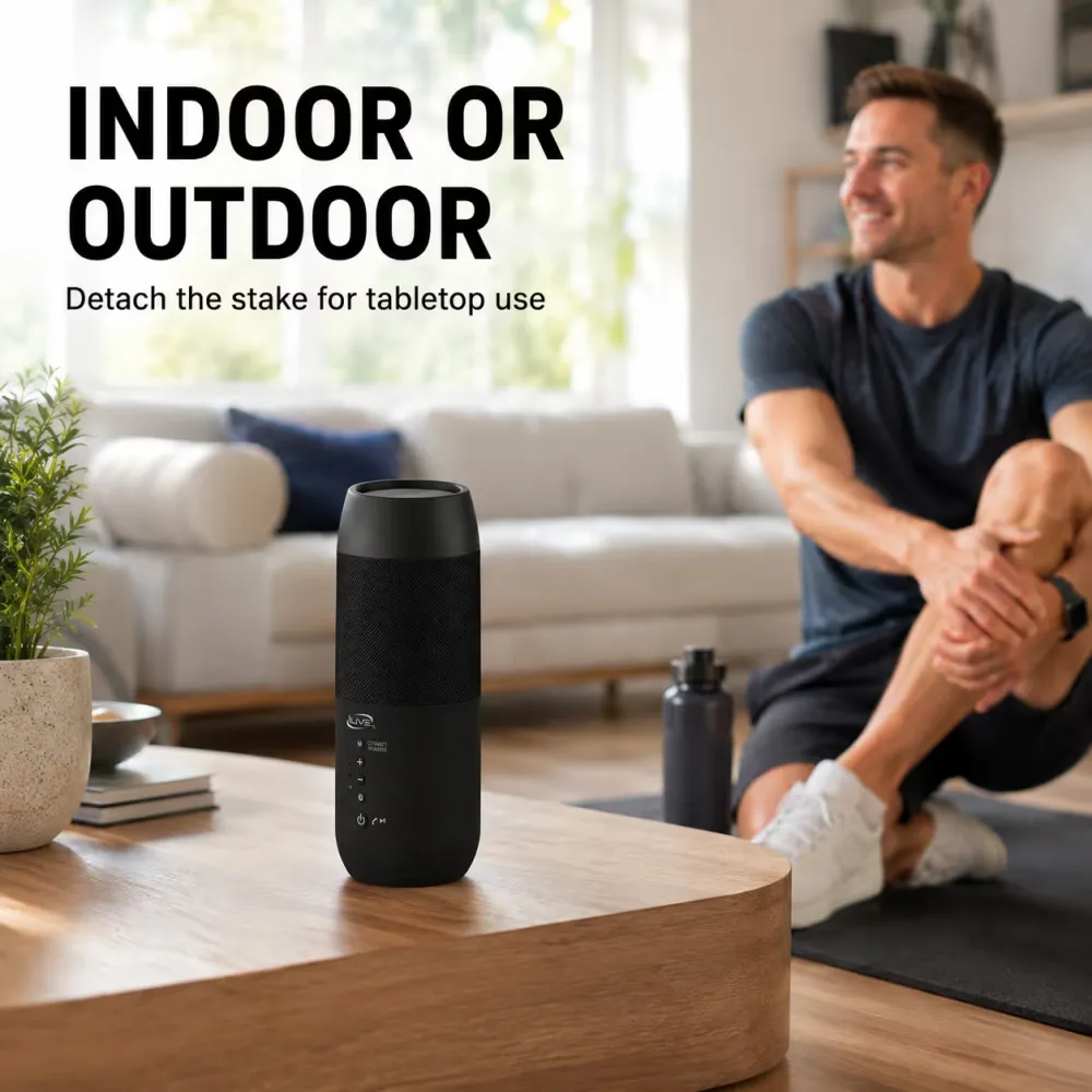 ☀️ 🎵 Solar Bluetooth Outdoor Speaker Set – 20W Dual Speakers with Ground Stakes & FM Radio
