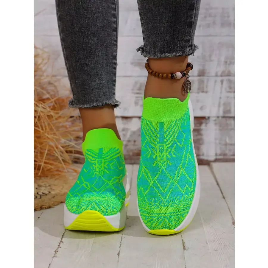 Mesh Round Toe Platform Sneakers
