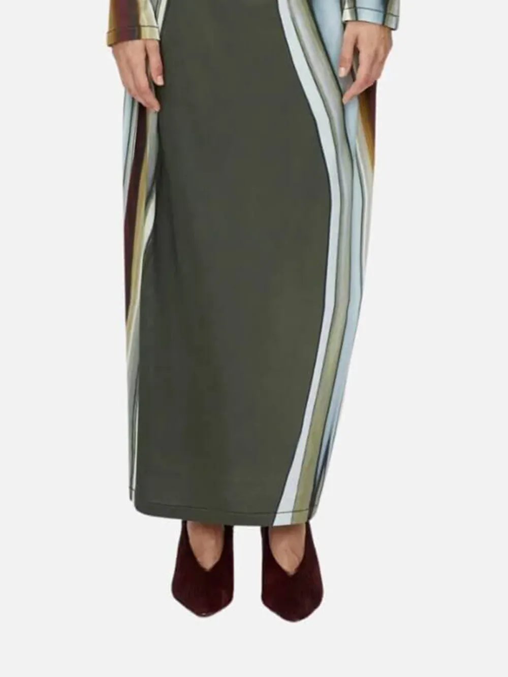 Printed Mock Neck Long Sleeve Dress