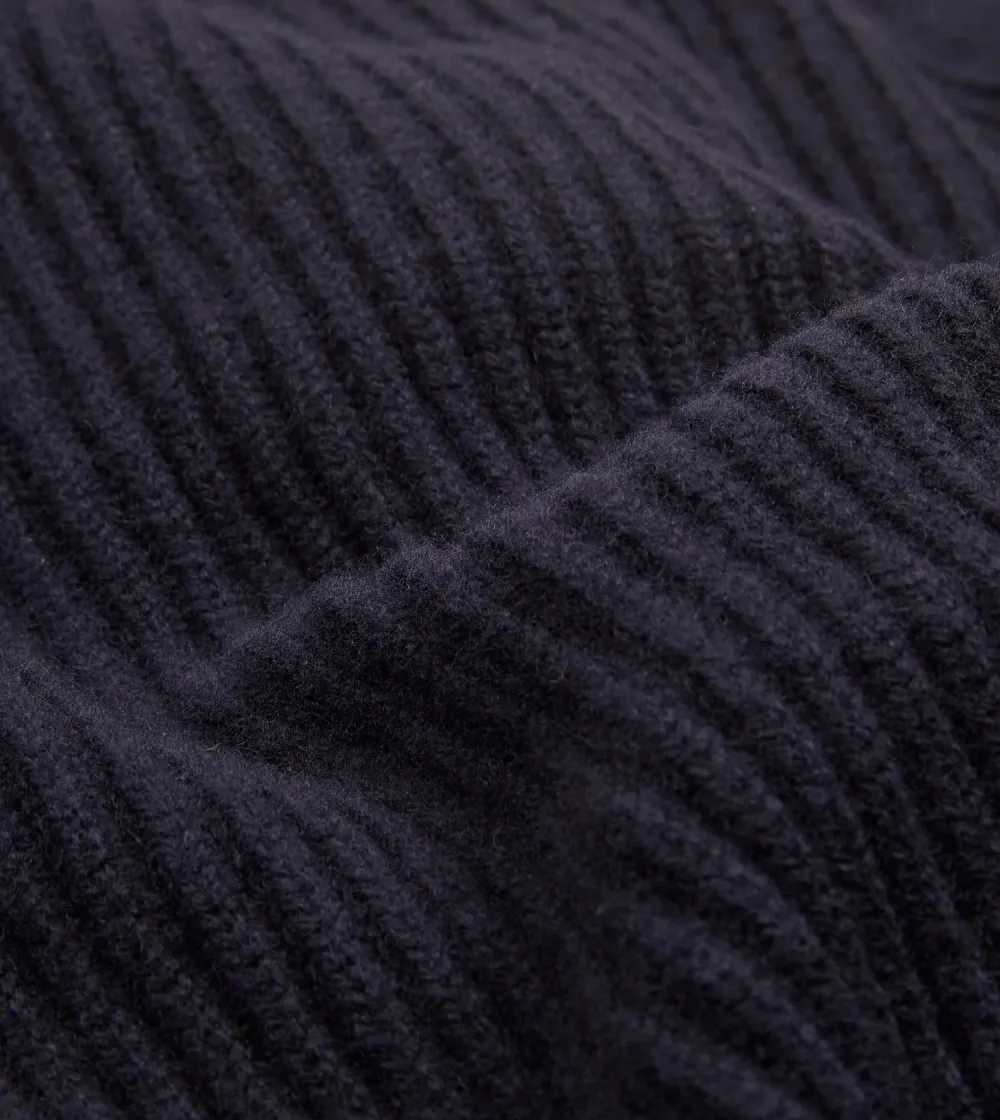 Casual Style Navy Lambswool Shawl Collar Cardigan