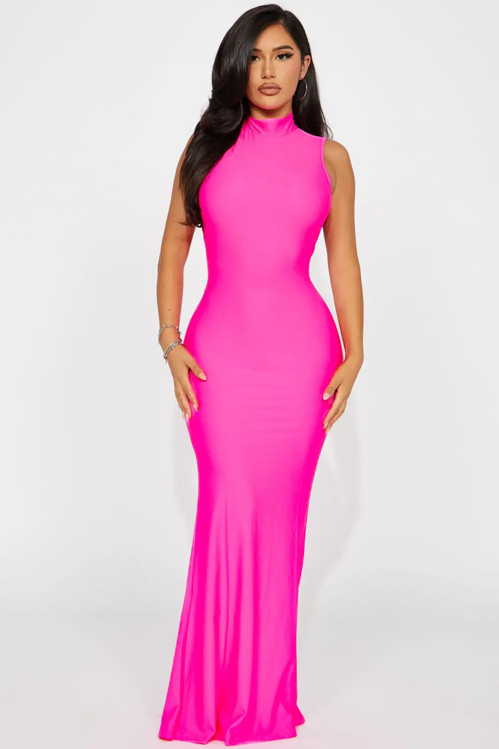 Barcelona Backless Maxi Dress - Neon Pink