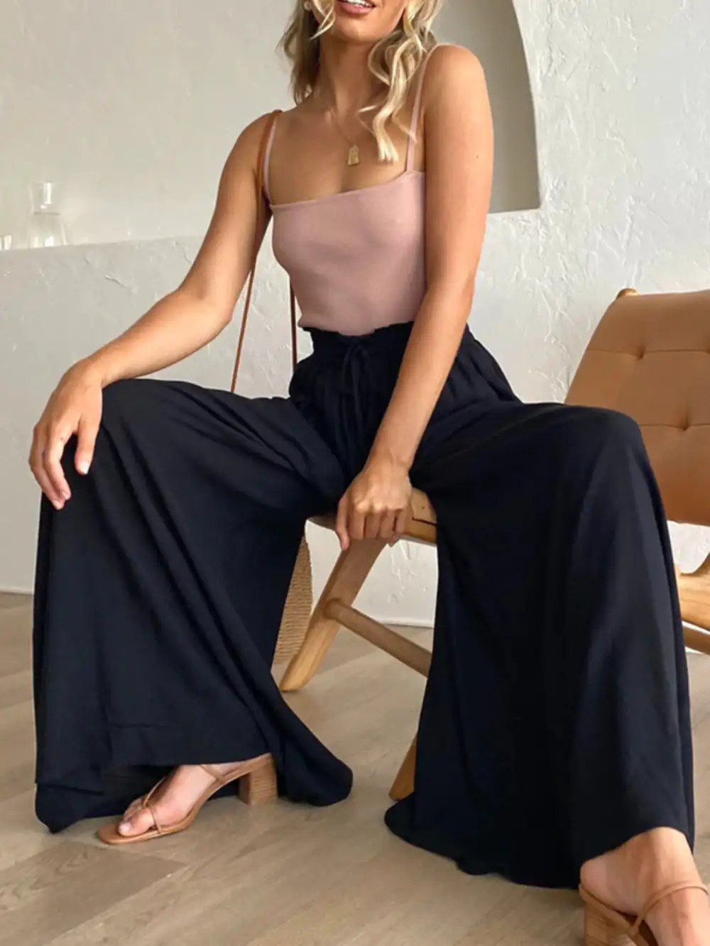 Easy Fit High Waist Wide Leg Pants