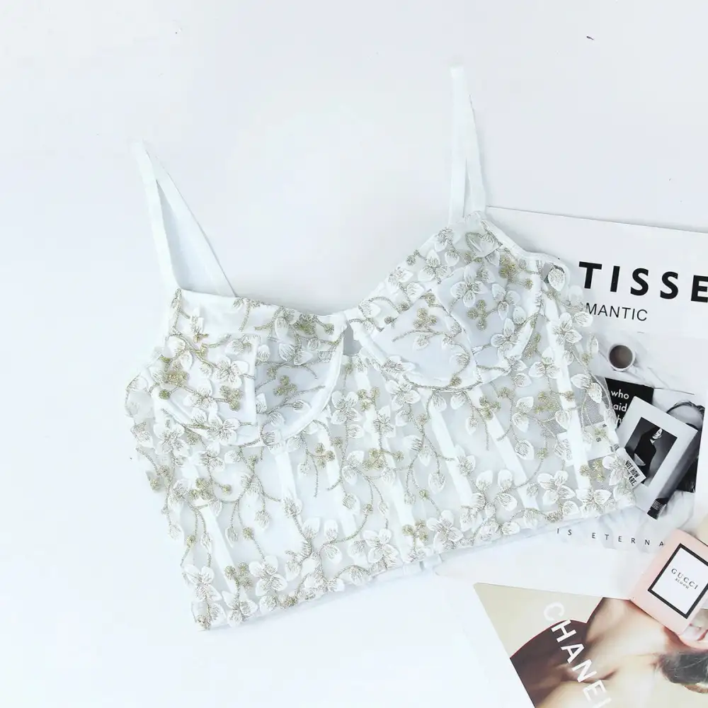 Delicate Longline Bra with Embroidered Detail