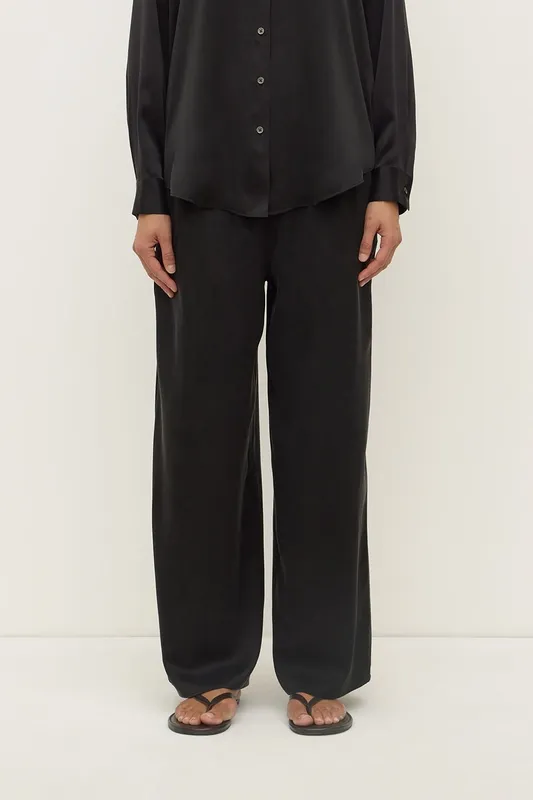 Black Silk Wide-Leg Pant