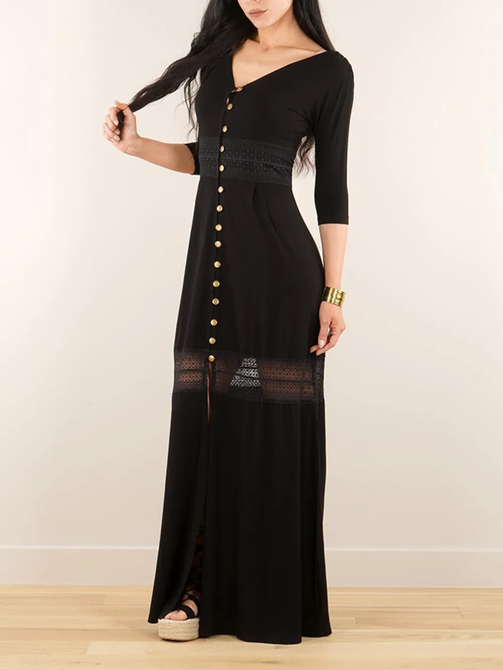 Buttoned Long Dress