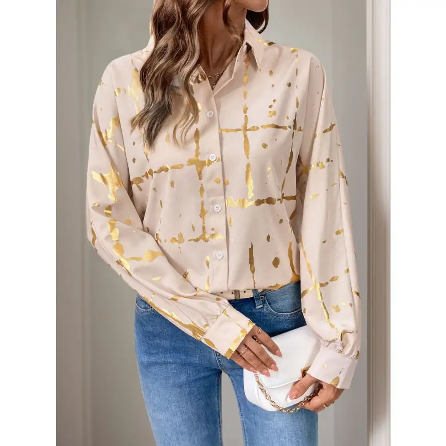 Minimal Collared Print Collared Shirt