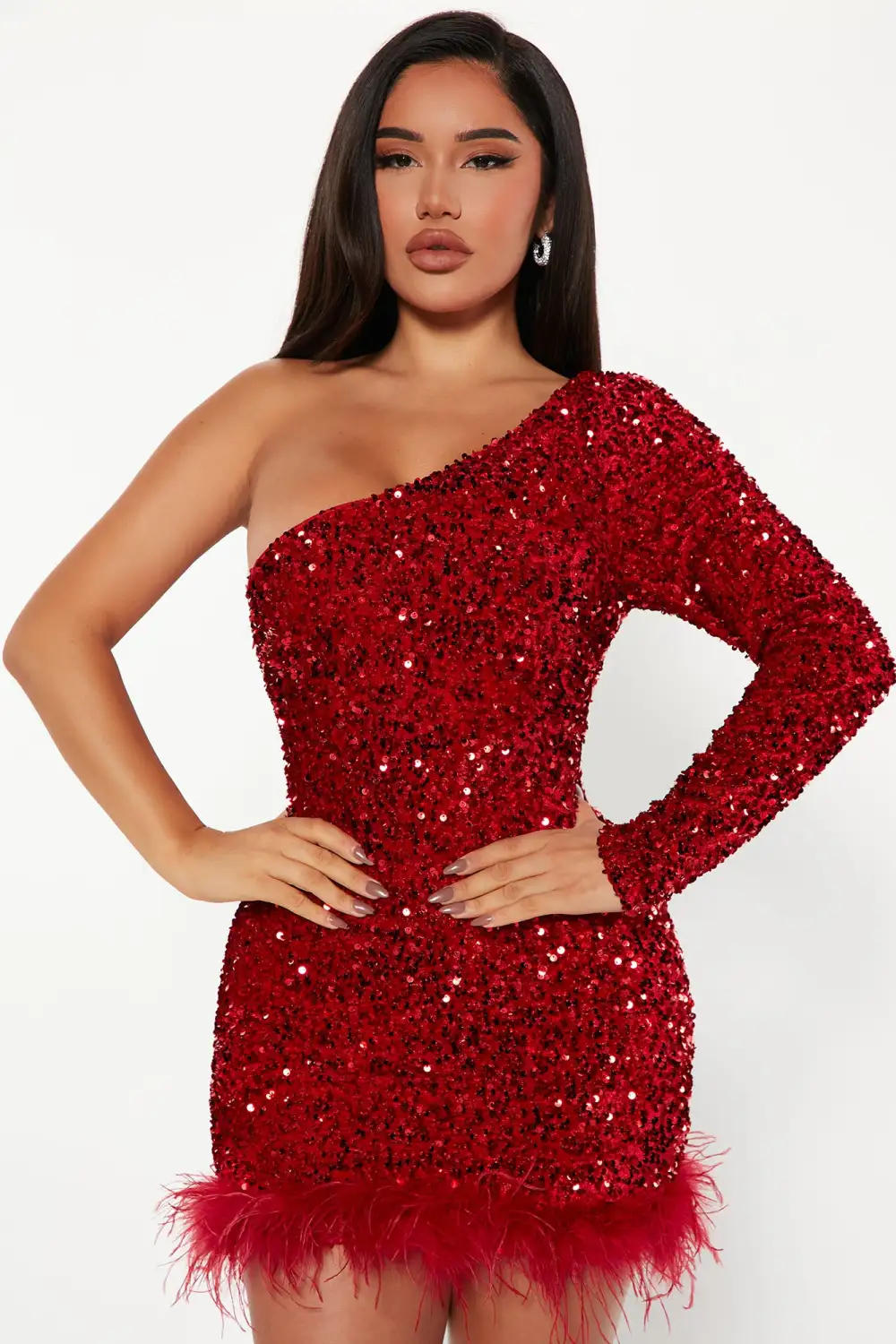 Giada Sequin Mini Dress - Red
