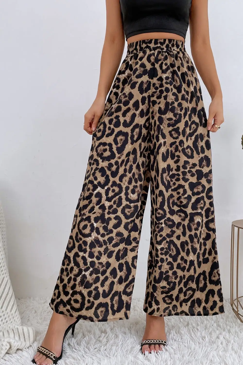 Leopard High Waist Wide Leg Pants