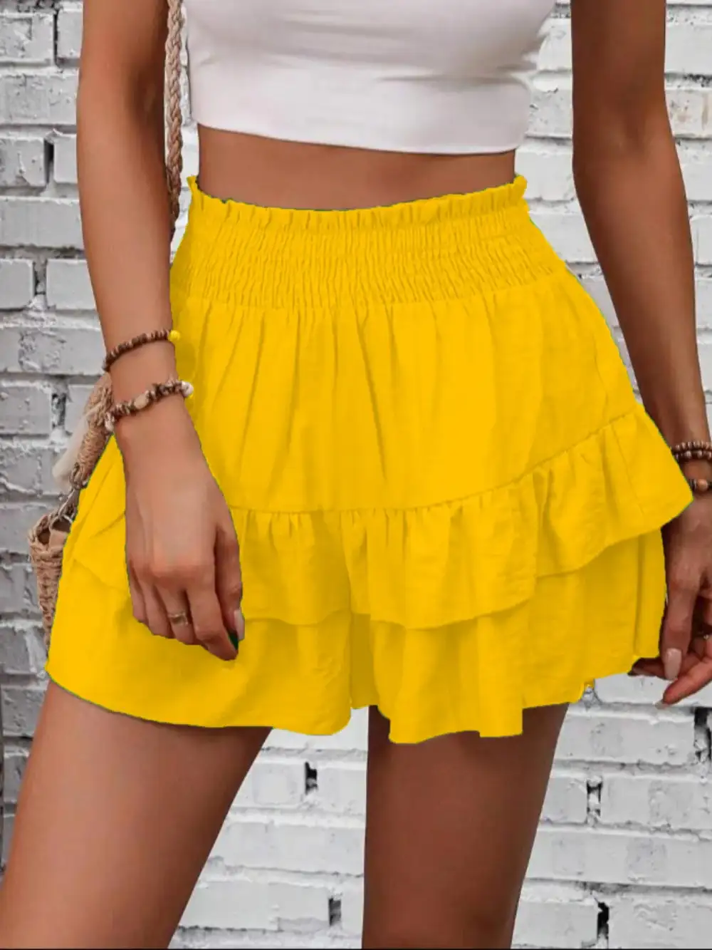Ruffle Layered High Waist Casual Skort