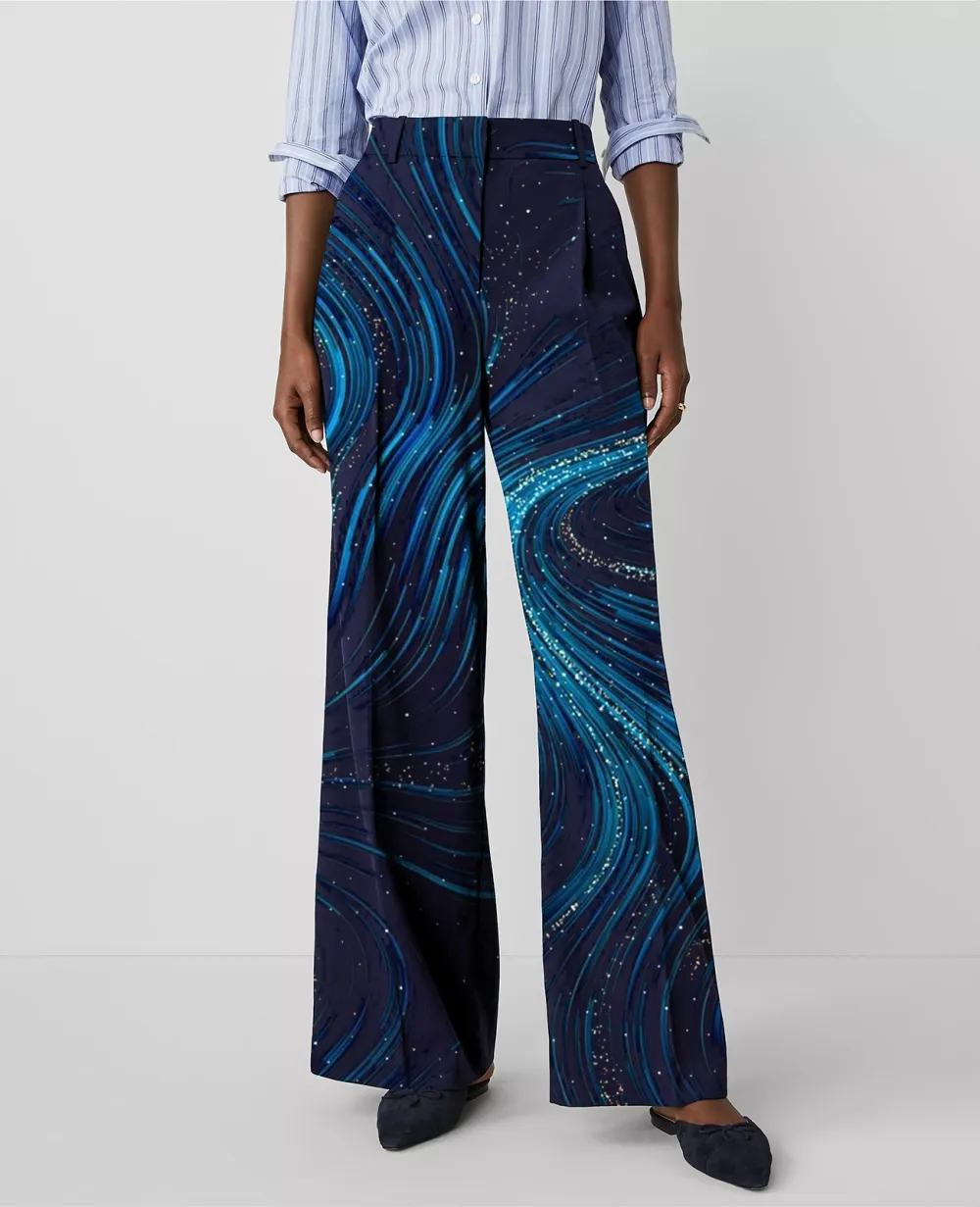 The Pleated Wide-Leg Pant in Textured Drape