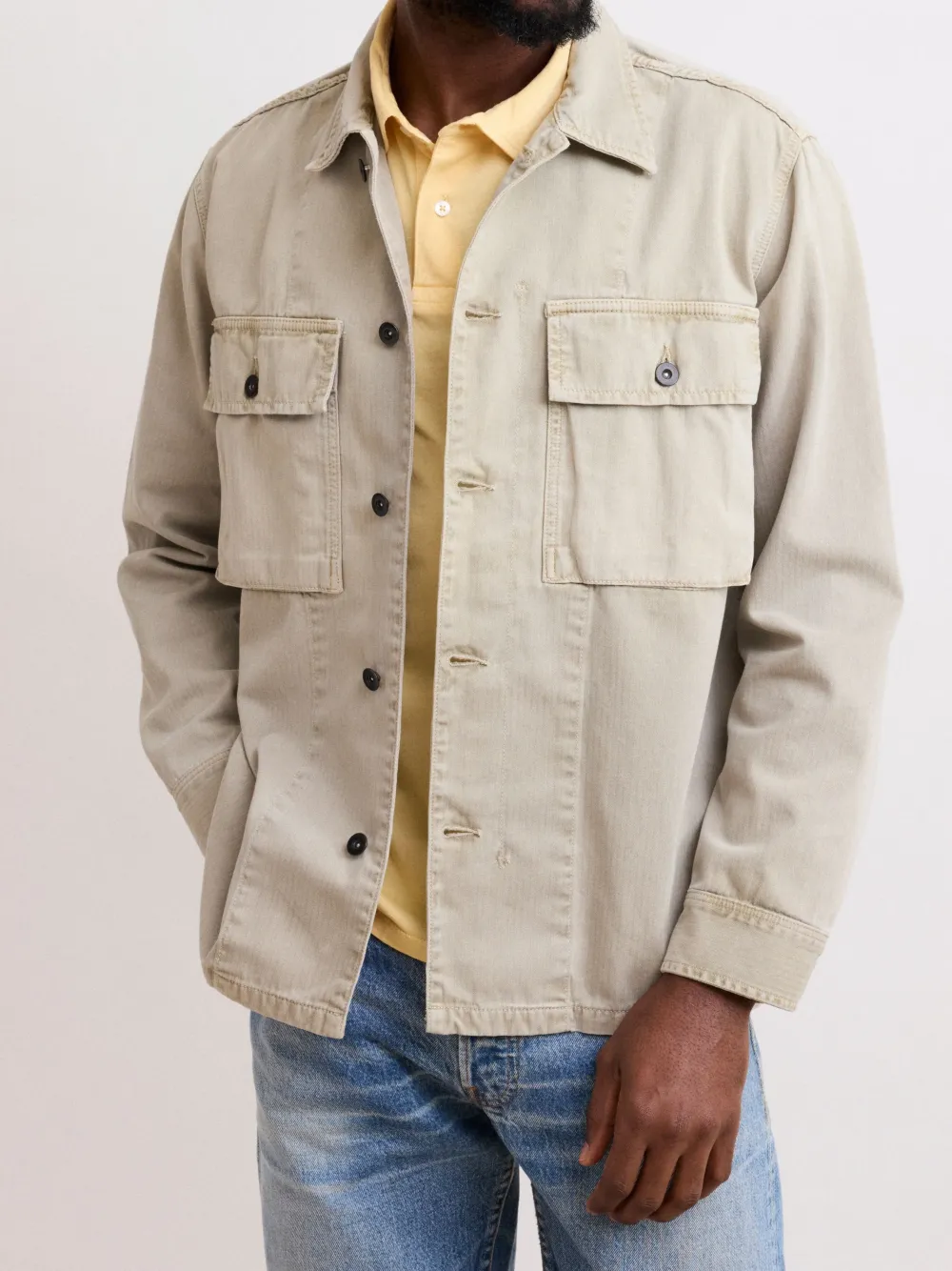 Men's Beige Cotton Jacket