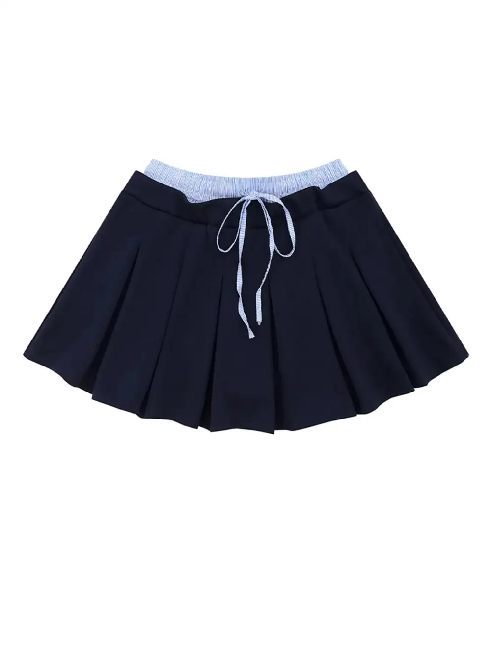 Pleated Drawstring Mini Skirt