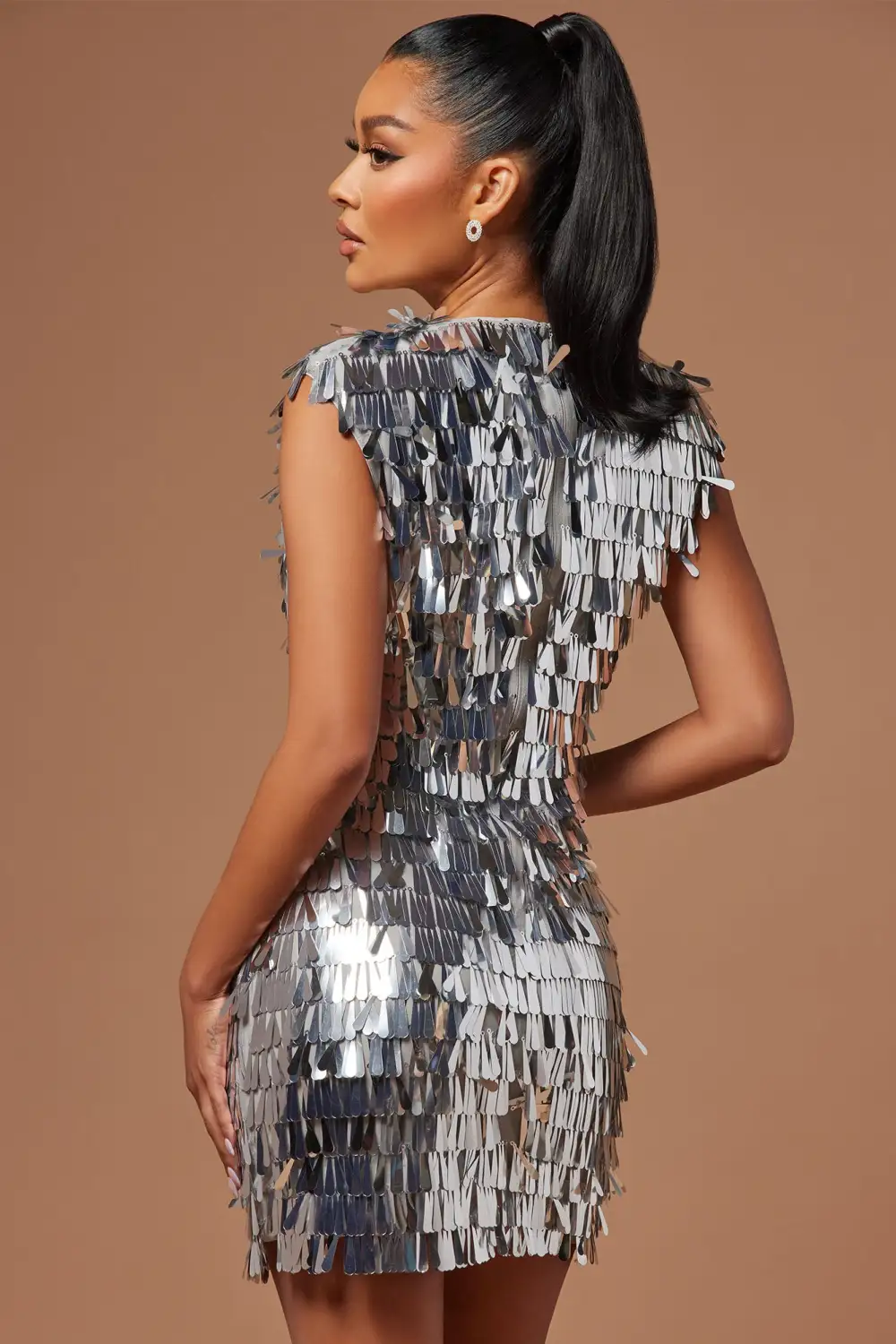 Aneesha Paillette Mini Dress - Silver