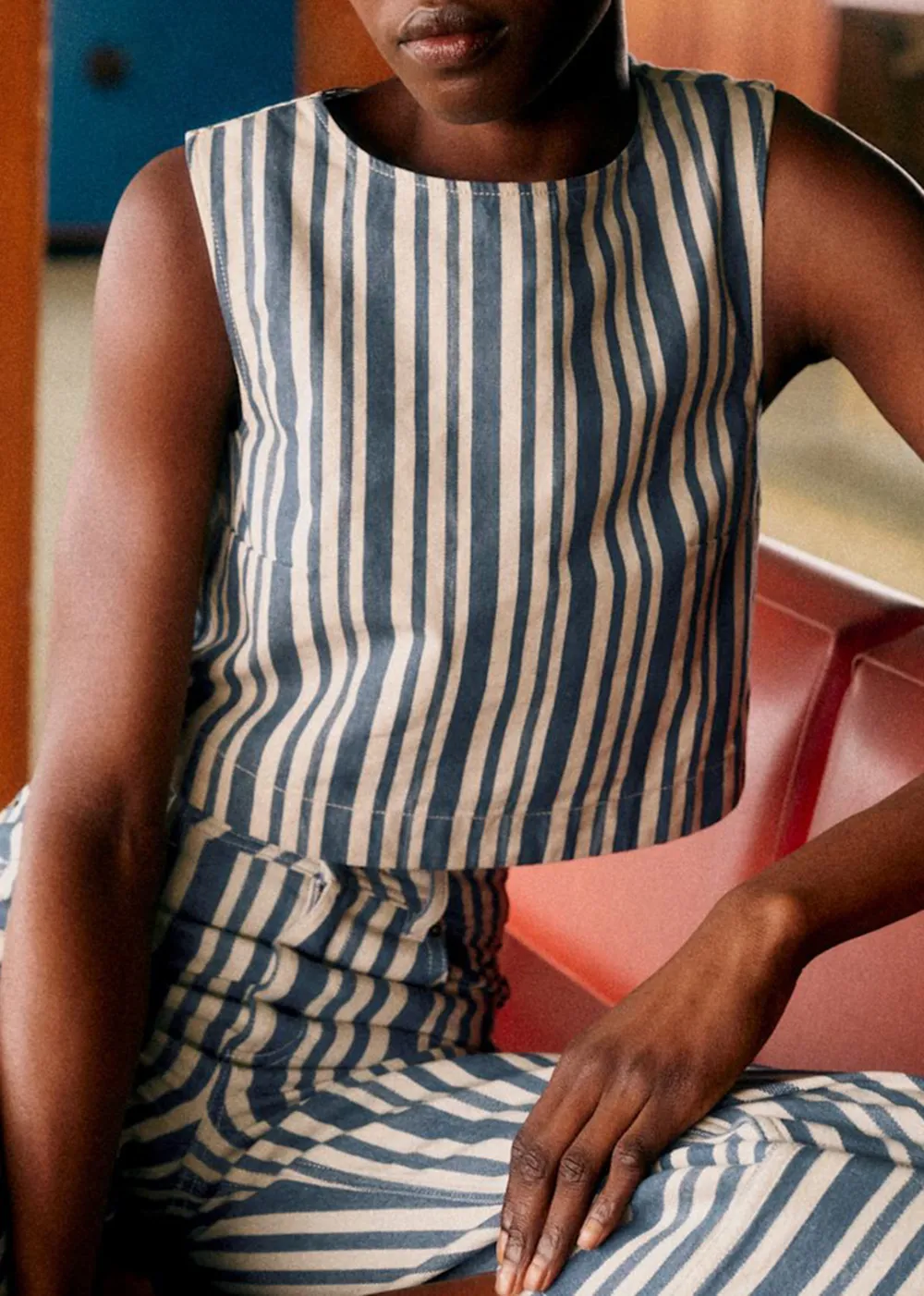 Sleeveless Striped Tops