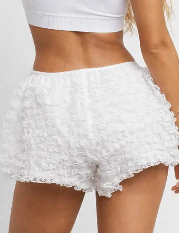 Romantic Lace Tiered Ruffle Mini Shorts