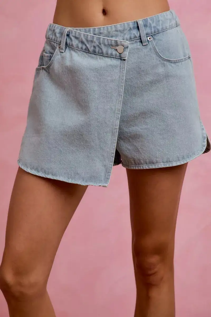 Washed Denim Casual Shorts