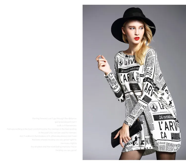 Loose Newspaper Printed Knitted Sweater