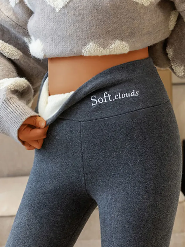 Basics Fleece Lined High Waist Skinny Soft Clouds Leggings