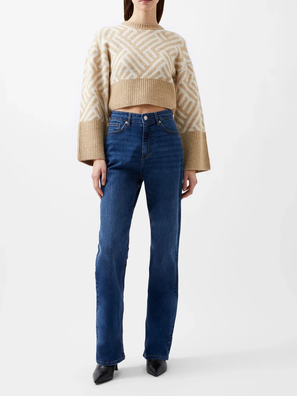 Straight Slim Solid Color Denim Trousers