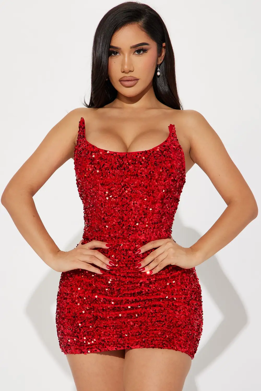 Glamour Sequin Mini Dress - Red