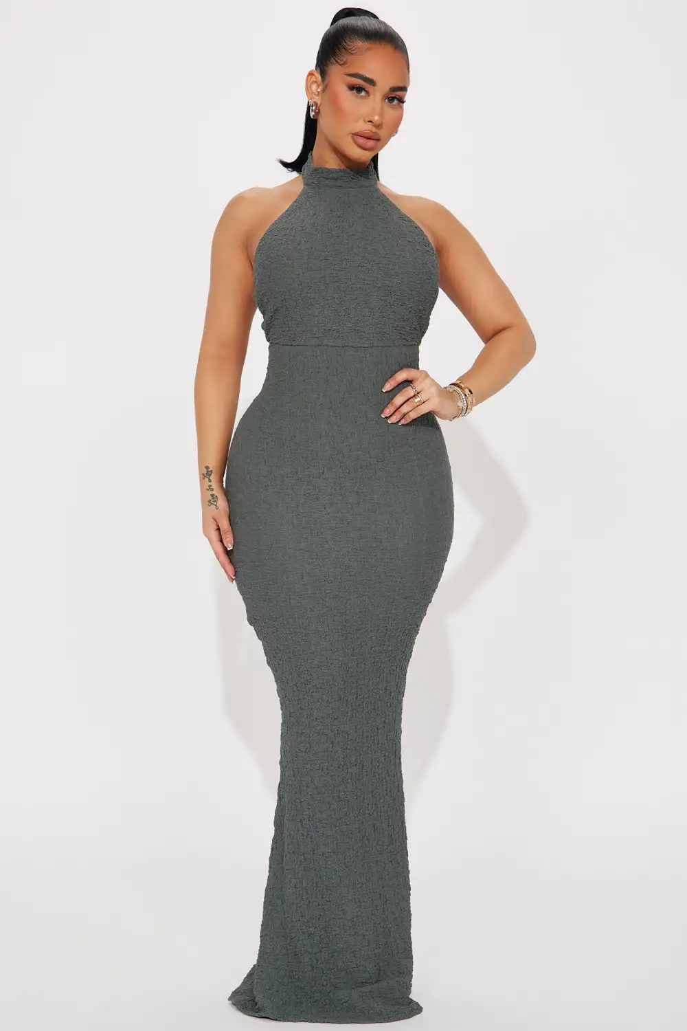Taelynn Textured Maxi Dress - Charcoal