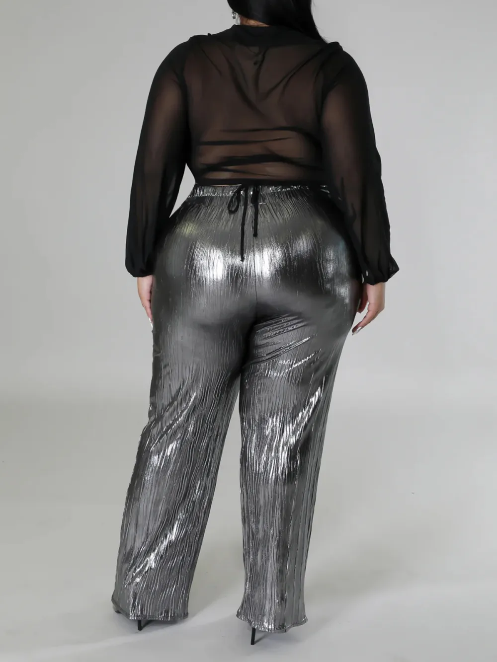 Plus-Size Fashion Women'S Glossy Fringe Pants