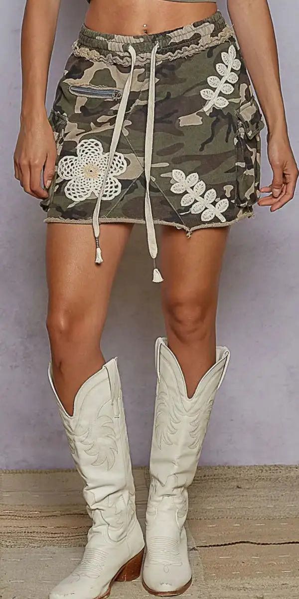 Roomy Cotton Blend Pocket Casual Skirt