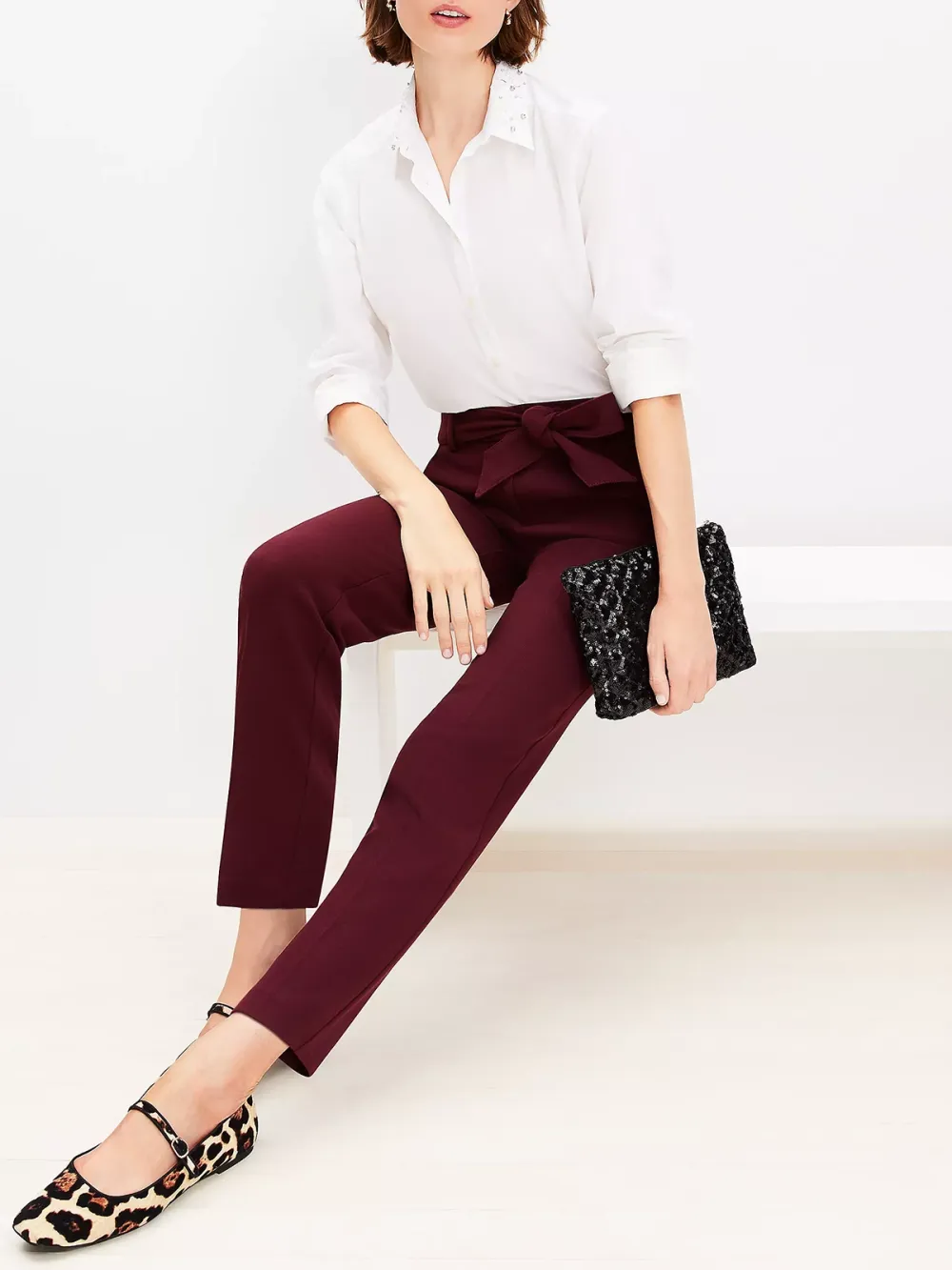 Tie Waist Riviera Slim Pants In Doubleface