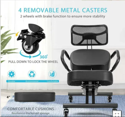 Ergonomic Kneeling Chair With Backrest Adjustable Height