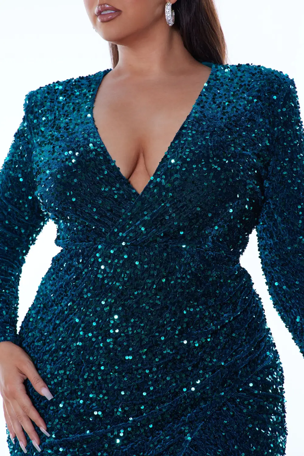 Sierra Marie Sequin Gown - Teal