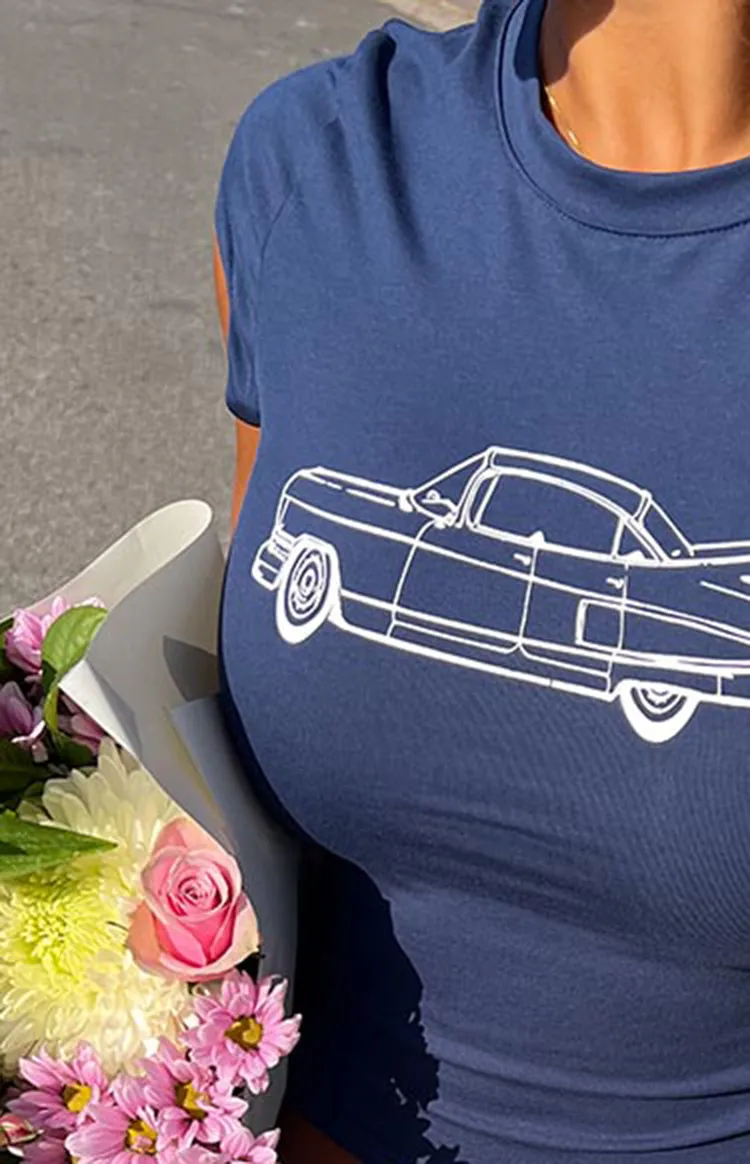 Navy Car Baby Tee
