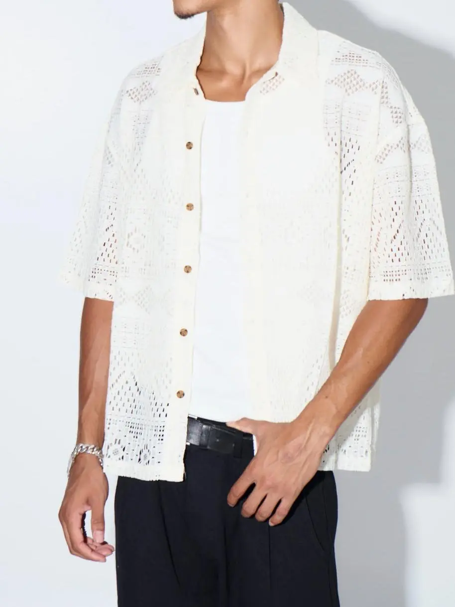 Casual Soft And Comfortable White Hollow Shirt