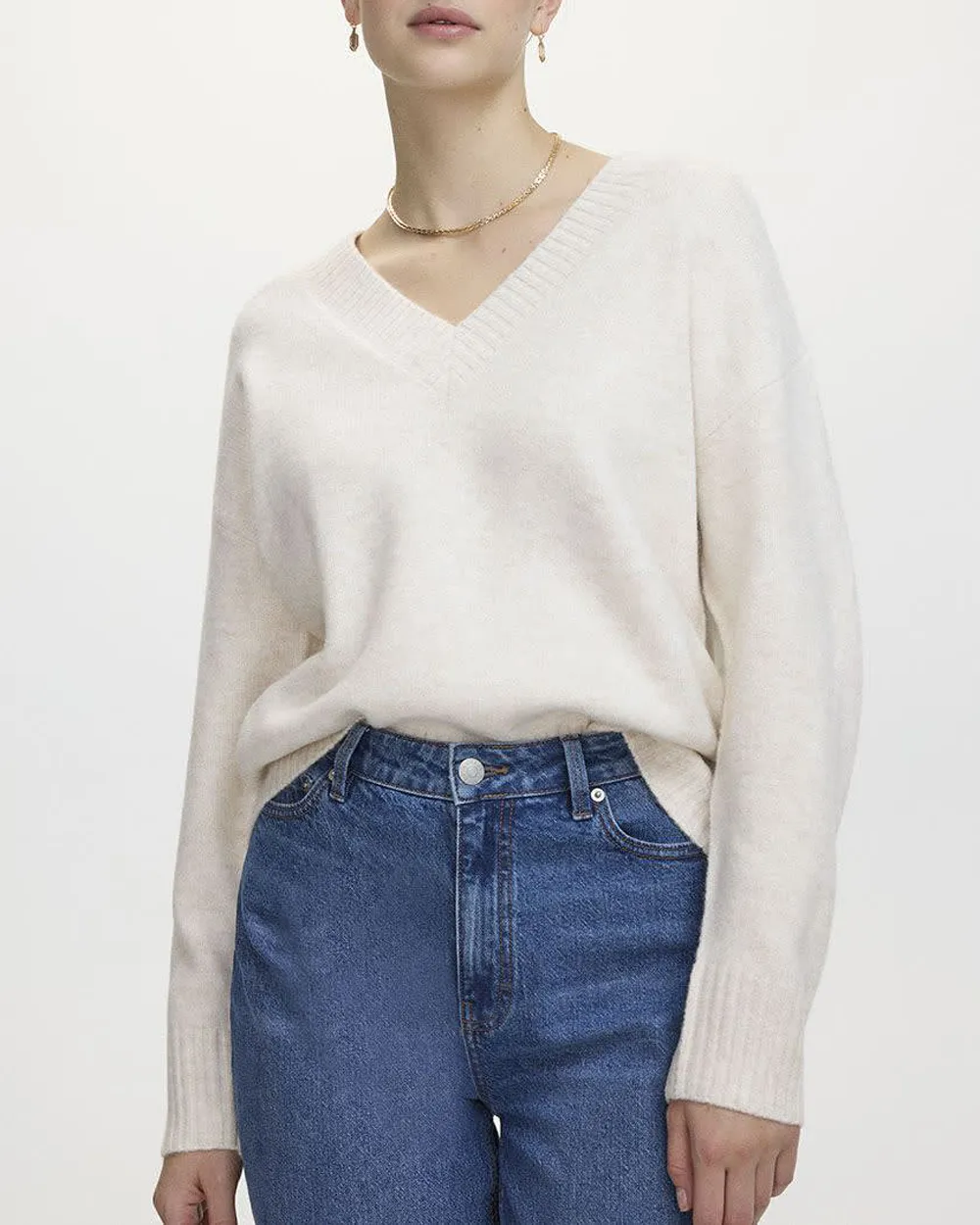 Plush Soft Long-Sleeve V-Neck Sweater