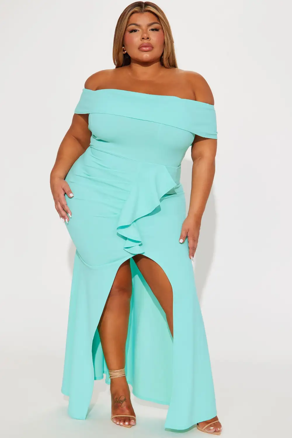 Nicole Off Shoulder Maxi Dress - Mint